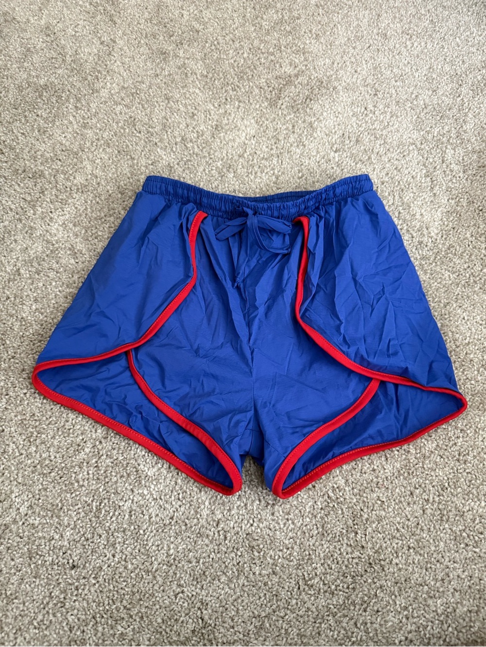 Five Dancewear Blue Dance Shorts with Red Trim